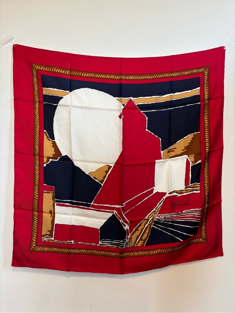 Homestake geometric town print Silk Square Scarf